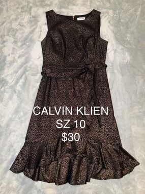 Calvin Klein Black Dress with Rose Metallic Speckle